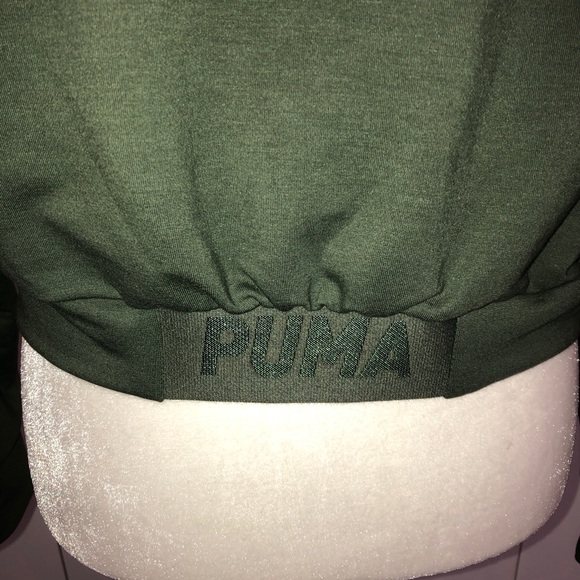 PUMA modern sports logo watermarked hoodie sweatshirt green thyme S NWT - Picture 9 of 16